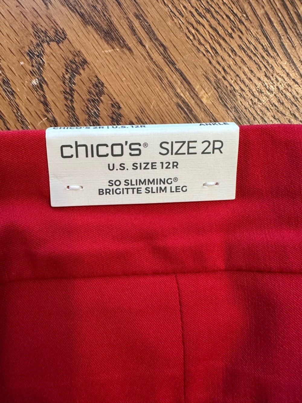 Chico’s So Slimming Brigitte Slim Leg Pants Red Ankle Beaded Hem Size 2R (12) - Picture 10 of 16